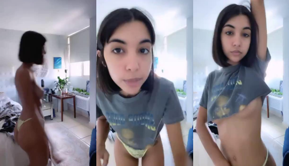hermosa morenita luciendo su hermoso culazo en tremendo hilo