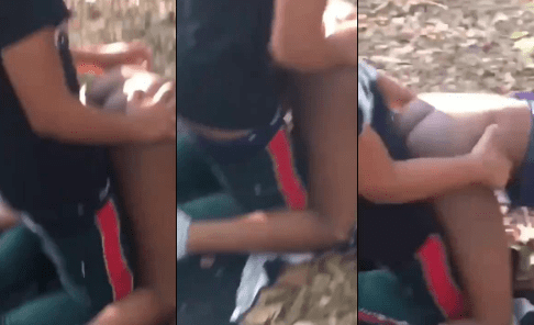 Estudiantes adolescentes se escapan y se van a coger al bosque