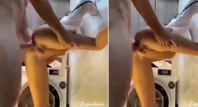 Rompiendole el culito a una linda jovencita mexicana en el cuarto de lavado