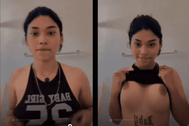 jovencita alocada enseña las tetas en plena transmisión