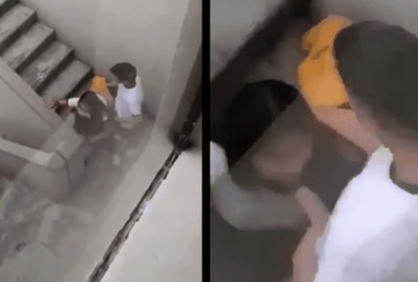 alumnos son grabados cogiendo