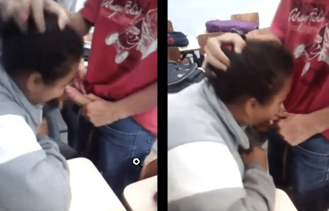 se la chupa a sus compañeros dentro del salon