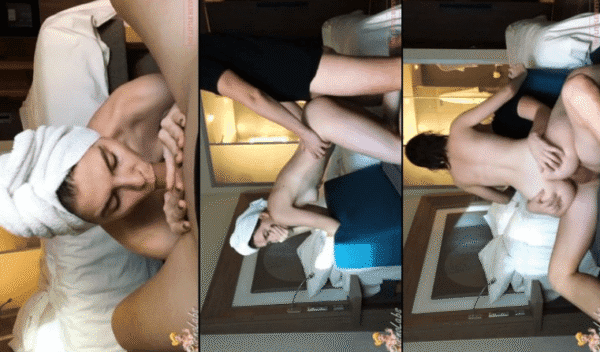 recien sale de bañarse la colegiala y se la coge el novio