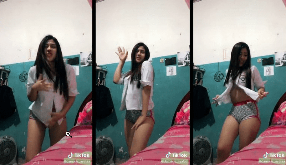 morrita colegiala haciendo un baile sexy para tiktok